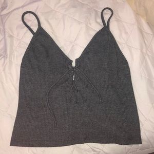 Grey crop tank.